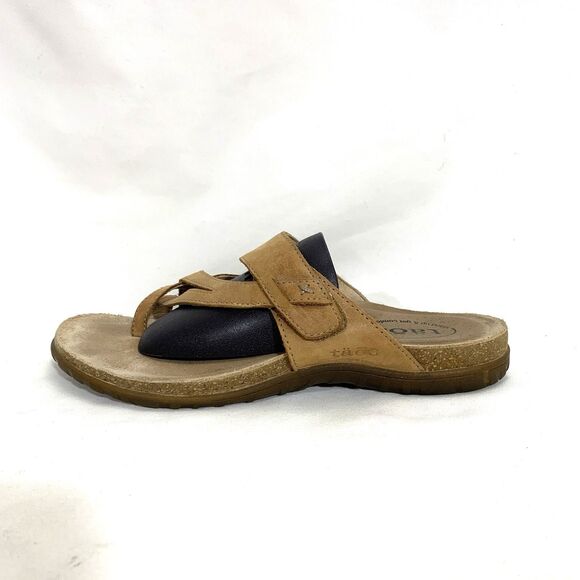 Taos Women’s Perfect Sz 8 Tan Leather Flat Thong Sandals - Picture 2 of 12